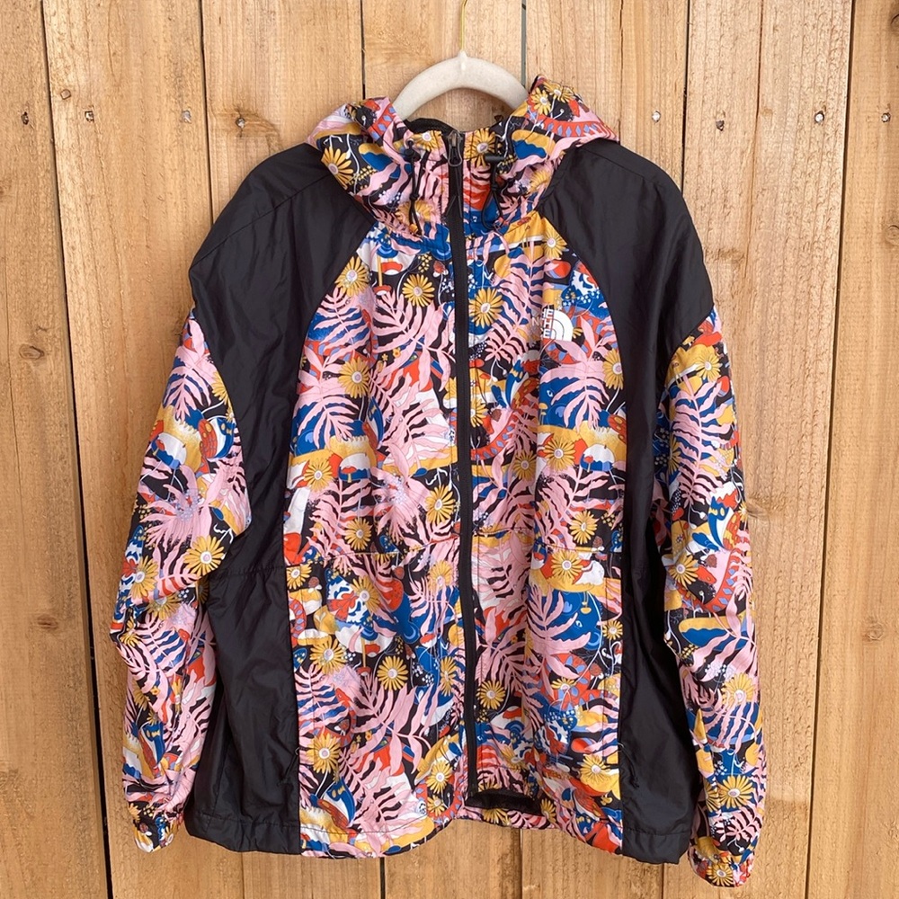 North Face Women's Large Hydrenaline 2000 Rain Jacket Windbreaker Pink Floral